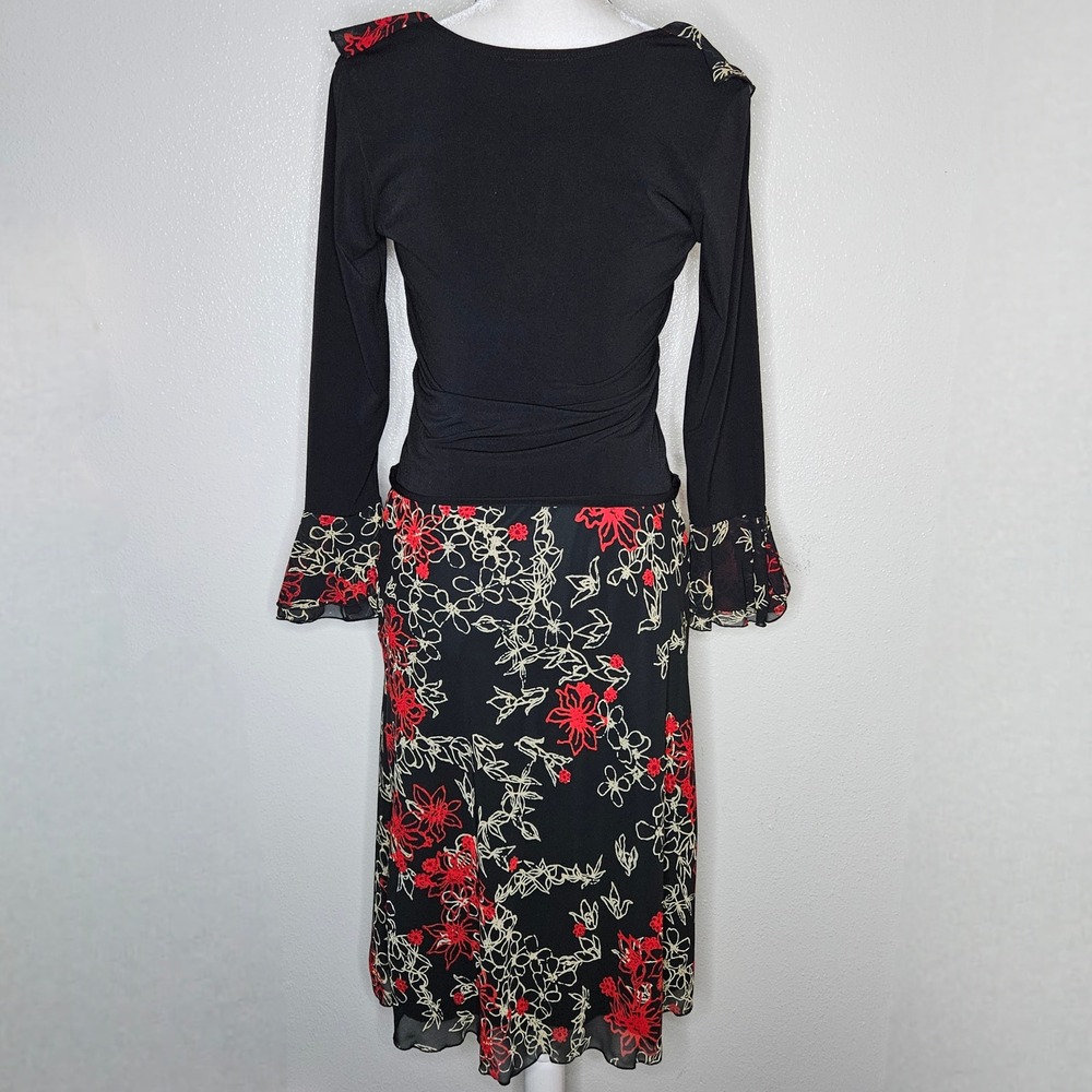 Y2k Floral Ruffle V-Neck Top and Midi Skirt 2 Piece Set - Picture 2 of 6